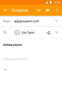 Press the text input field and write the text for your email message.