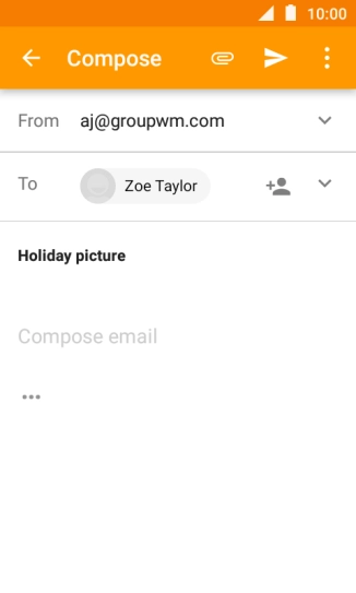 Press the text input field and write the text for your email message.