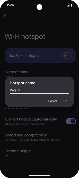 Key in the required Wi-Fi hotspot name and press OK.