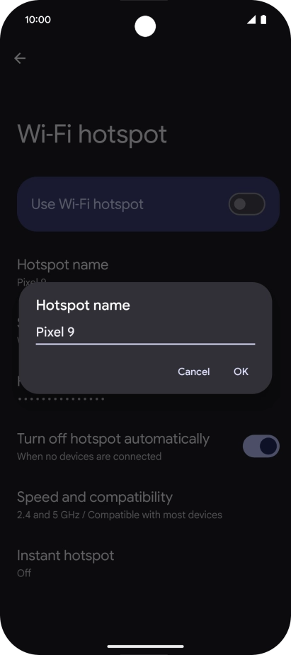 Key in the required Wi-Fi hotspot name and press OK.
