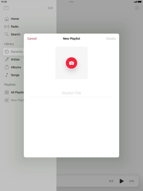 Press the text input field and key in a name for the playlist.