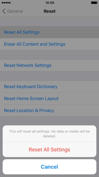 Press Reset All Settings.