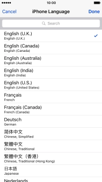 Press Done and follow the instructions on the screen to change to the selected language.