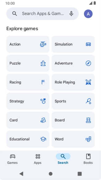 Press the search field.