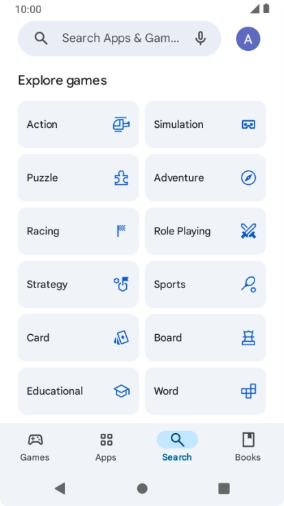 Press the search field.