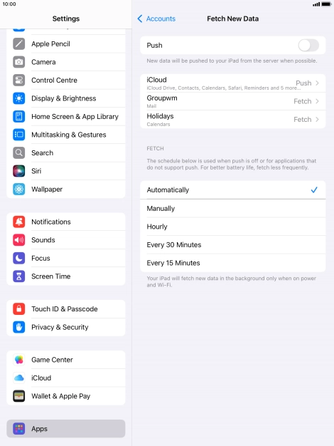 If you turn off the function, press the required setting.