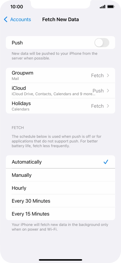 If you turn off the function, press the required setting.