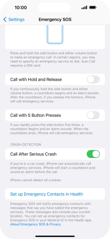 Press Set up Emergency Contacts in Health and follow the instructions on the screen to key in your emergency info and emergency contacts.