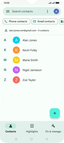 Press the required contact.