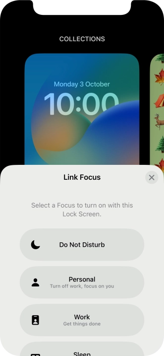 Press the required focus mode.