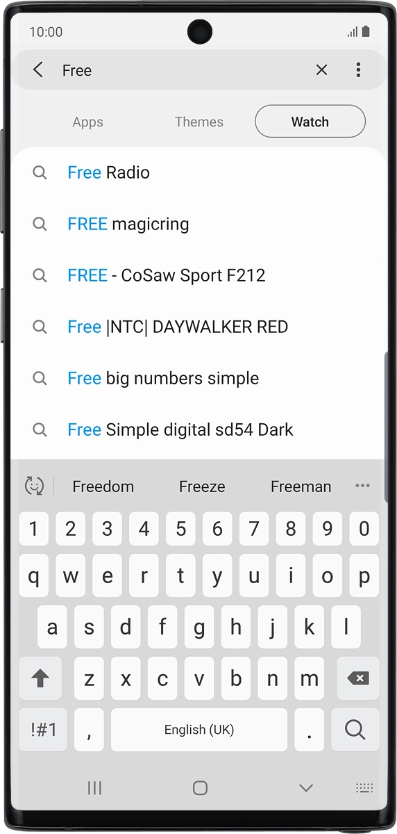 On your phone: Key in the name or subject of the required app and press the search icon.