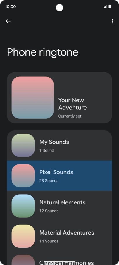 Press the required category.