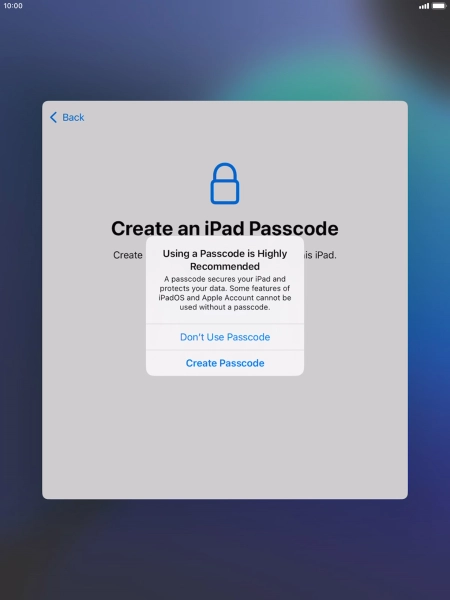 If you turn off the function, press Don't Use Passcode.