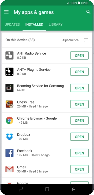 Press the required app.