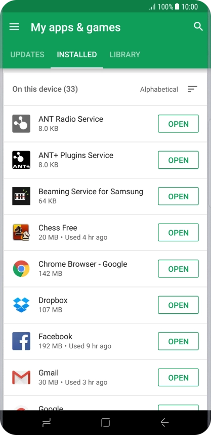 Press the required app.