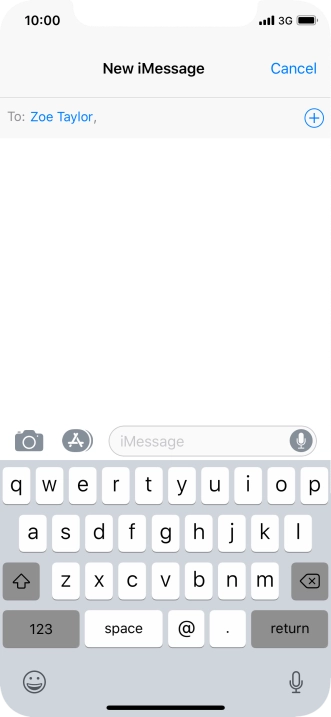If the recipient can receive iMessages, iMessage is displayed in the text input field.