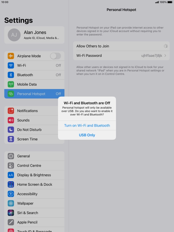 If Wi-Fi is turned off, press Turn on Wi-Fi and Bluetooth.