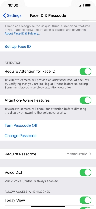 Press Turn Passcode Off and key in the phone lock code.