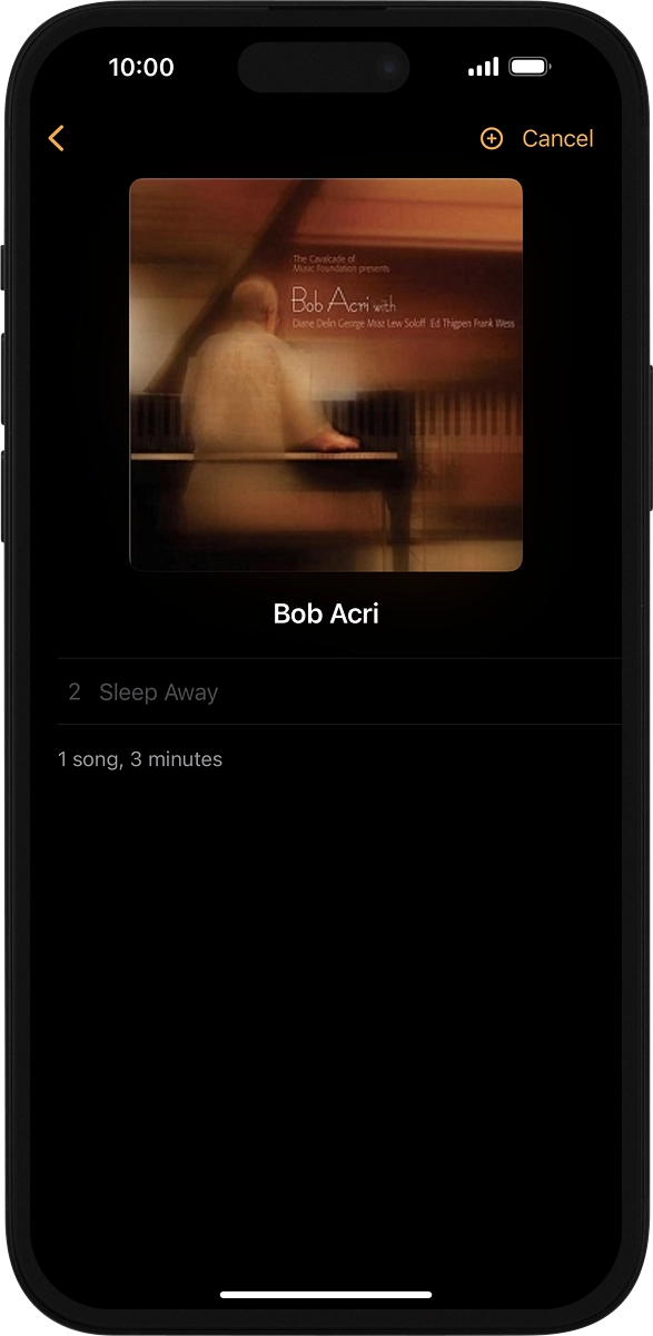 On your phone: Press the add icon to transfer the audio files to your Apple Watch.
