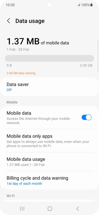 The total data usage is displayed.