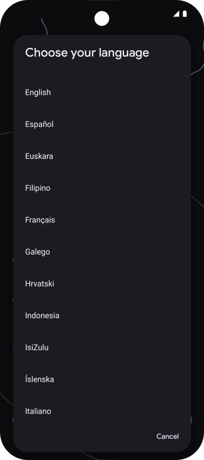 Press the required language.