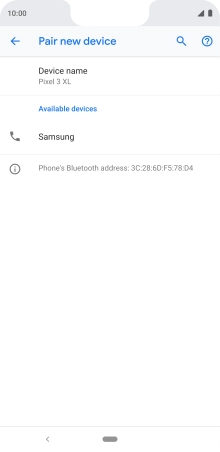 Press the required Bluetooth device and follow the instructions on the screen to pair the device with your phone.