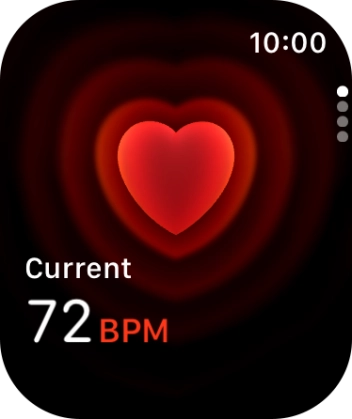 Your current heart rate is displayed below Current.