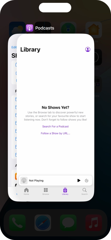 Slide upwards on the required application to end it.