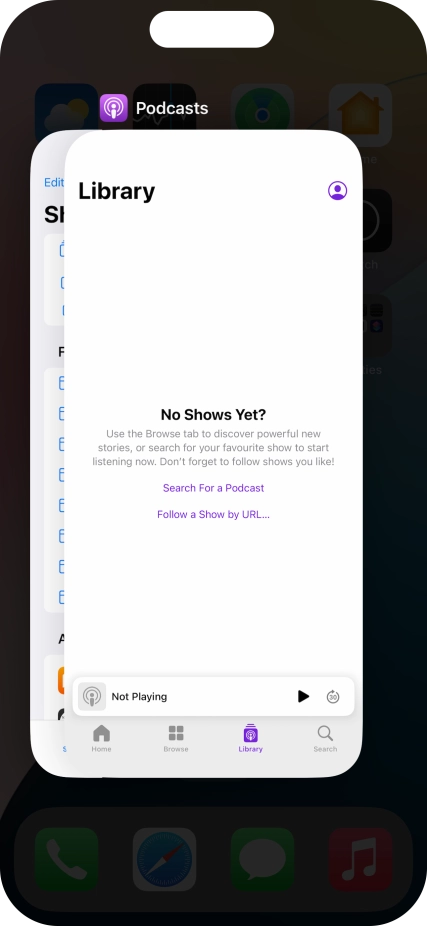 Slide upwards on the required application to end it.