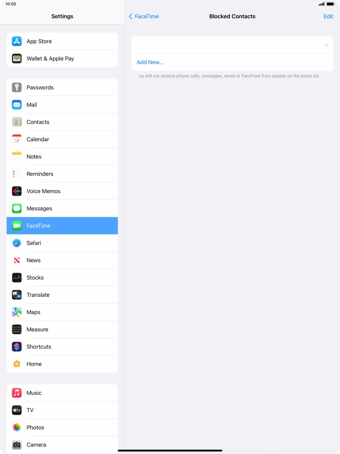 Press Add New... and follow the instructions on the screen to block a contact.