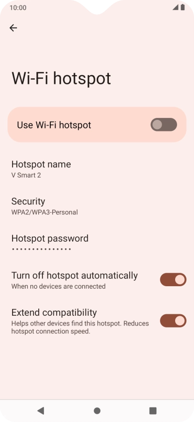 Press Hotspot name and key in the required name for the Wi-Fi hotspot.