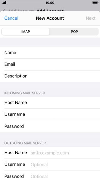 Press Host Name and key in the name or IP address of your email provider's outgoing server. Please note that if you can't send email messages when using your email provider's outgoing server, key in smtp.vodafone.net.au (Vodafone's outgoing server).