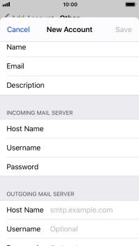 Press Host Name and key in the name of your email provider's outgoing server. Please note that if you can't send email messages when using your email provider's outgoing server, key in smtp.vodafone.net.au (Vodafone's outgoing server).
