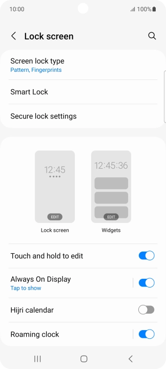 Press Screen lock type and key in the additional phone lock code you created earlier.