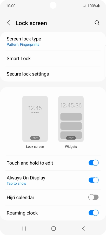 Press Screen lock type and key in the additional phone lock code you created earlier.