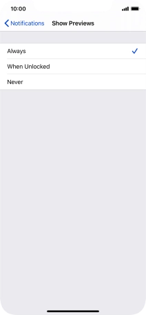 To select notification preview on the lock screen, press Always.