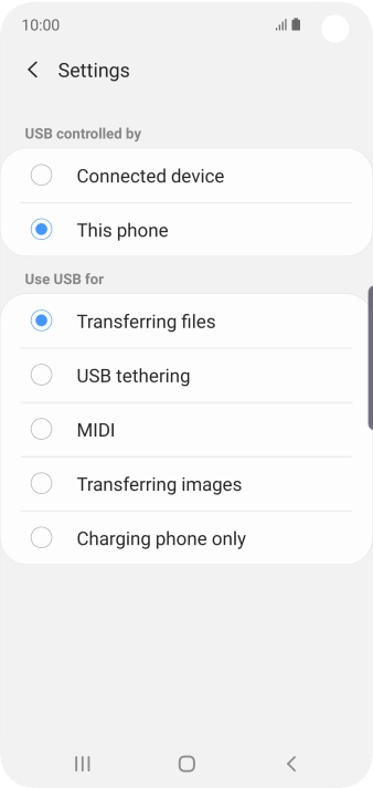 Press Transferring files to turn on the function.