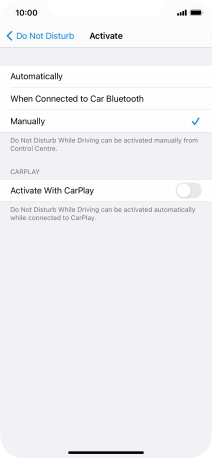 Press the required setting.