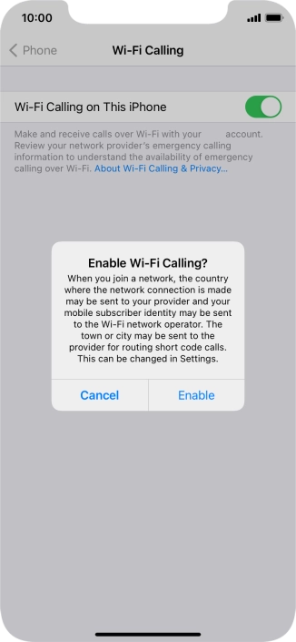 If you turn on the function, press Enable.