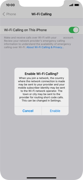 If you turn on the function, press Enable.
