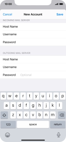 Press Password and key in the password for your email account. Please note that if you're using Vodafone's outgoing server, leave the password field empty.