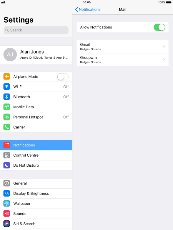 Press the indicator next to 