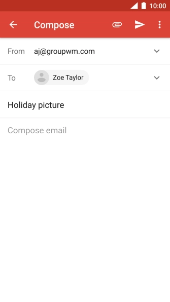 Press the text input field and write the text for your email message.