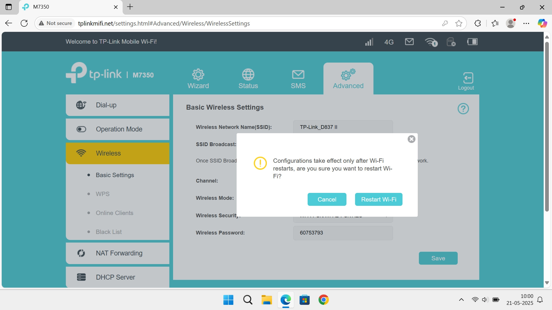 Click Restart Wi-Fi.