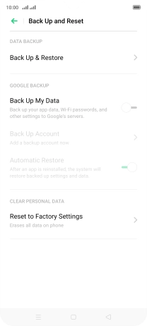 Press Reset to Factory Settings.