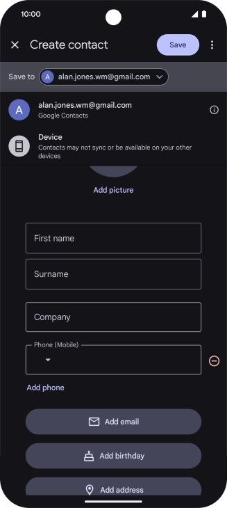 Press the required Google account.