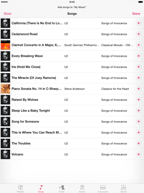 Press the required audio file.