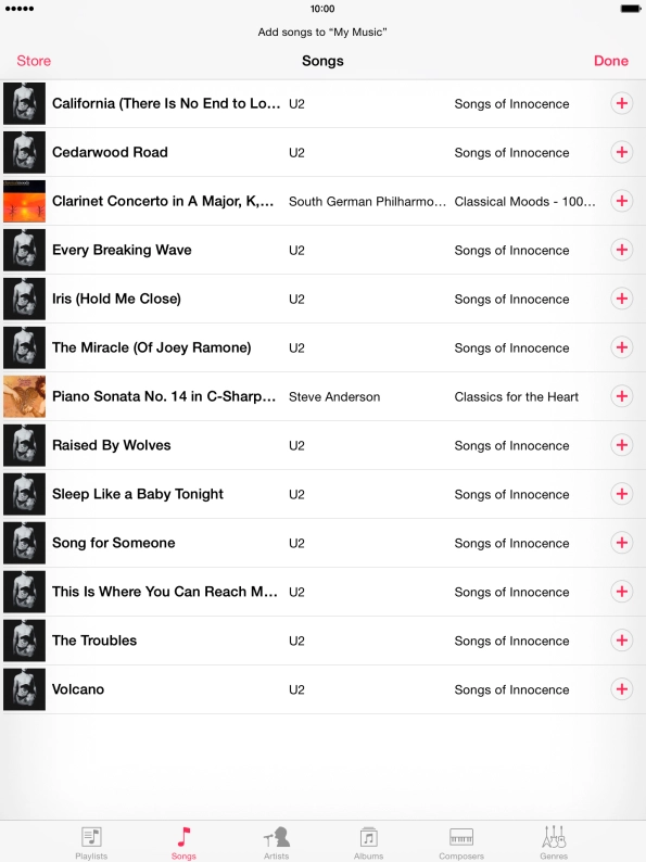 Press the required audio file.