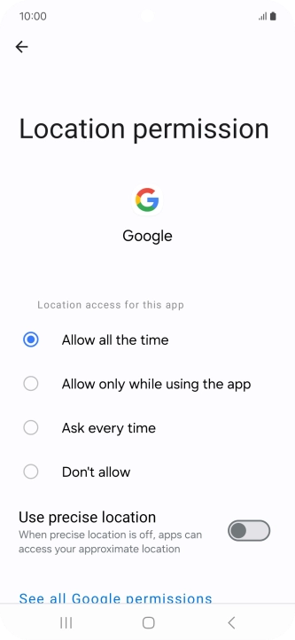 Press the required setting.
