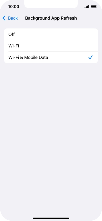 To turn off background refresh of apps, press Off.